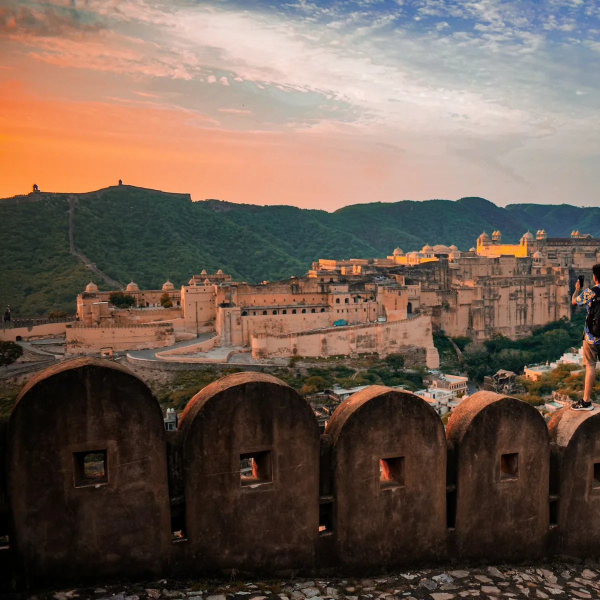 Fort ramparts at golden hour, Rajasthan