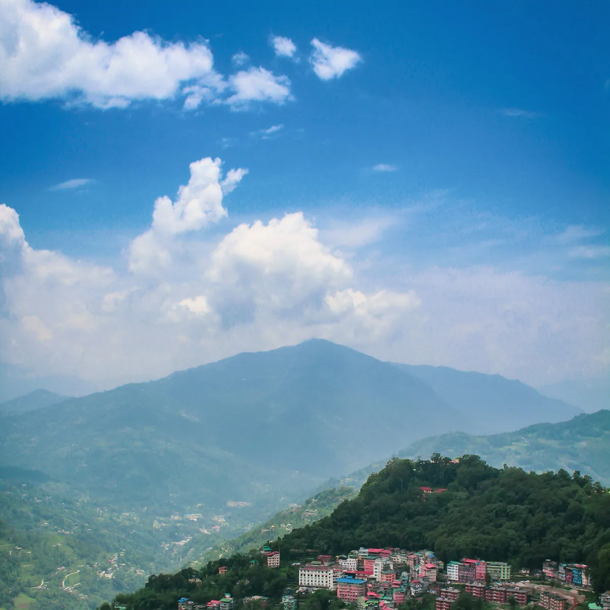 Houses on mountain under blue sky during daytime, Sikkim